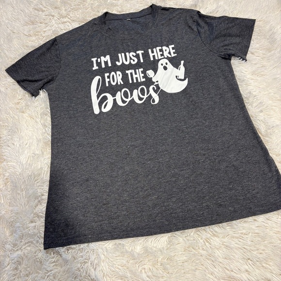 Just Here For The Boos T-Shirt New - funny Halloween shirt 👻 Grey Large - Picture 1 of 9